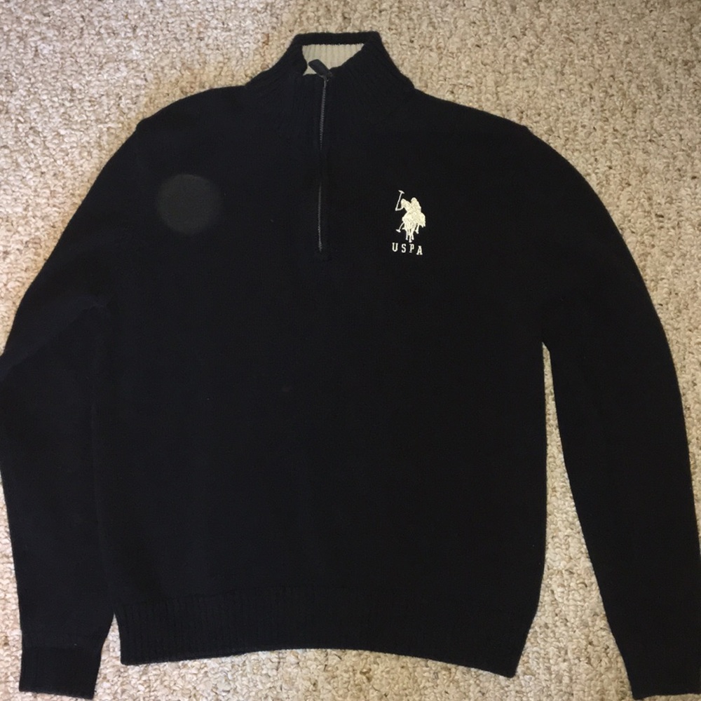 US Polo Assoc Black Zipper front Sweater Boys L 14
